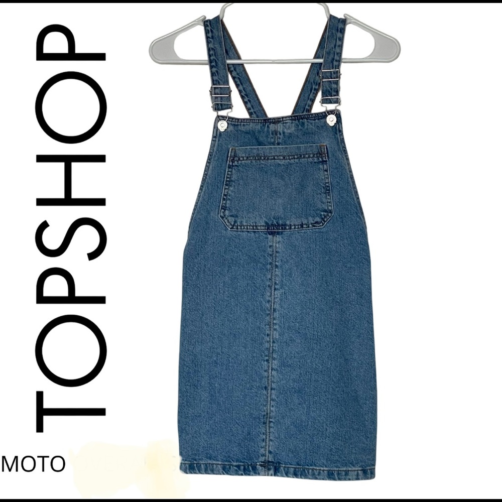 Topshop Moto Petite Denim Pinafore Dress Size 4